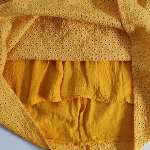 Mooloola summer dress women's size 8 yellow perforated floral lining cotton - Picture 9 of 15